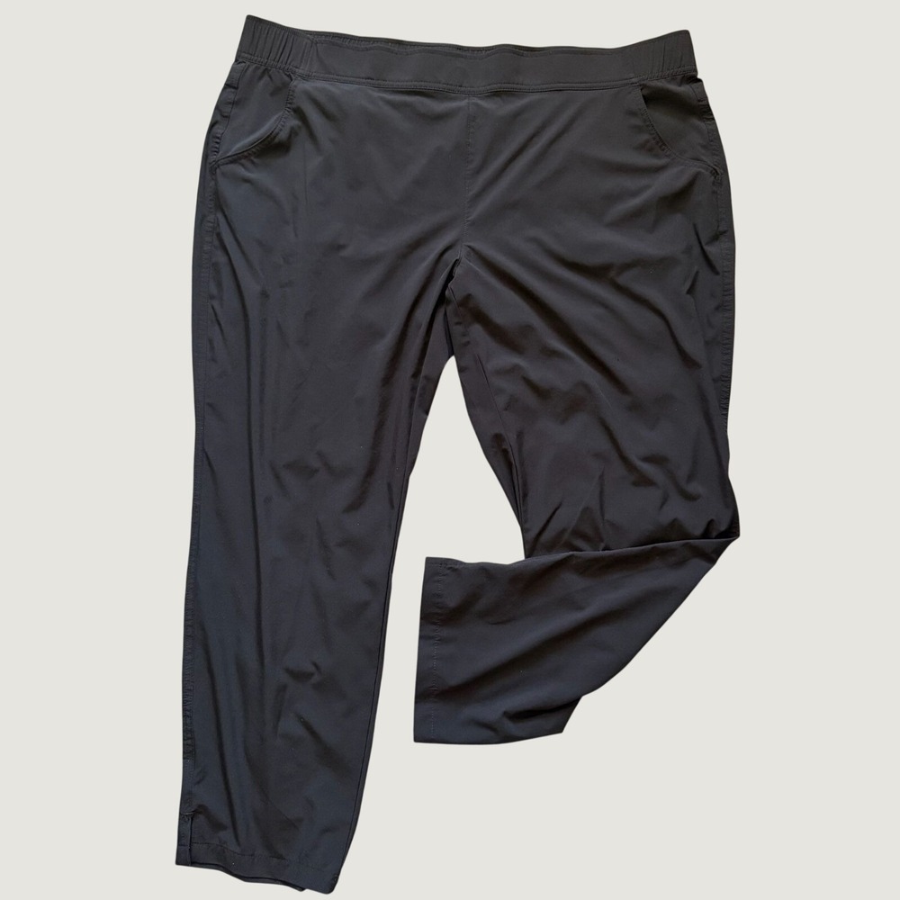 Eddie Bauer Womens XXL‎ Black Active Hiking Travel Pants Elastic Waist Straight